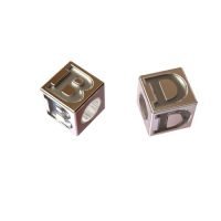 Sterling Silver Alphabet Letter Cube Beads 5x5mm - LB5050