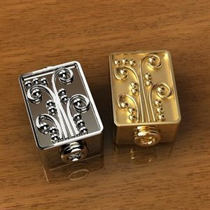 Sterling Silver Ornate Cube Beads 11.3x6.8mm - B1649