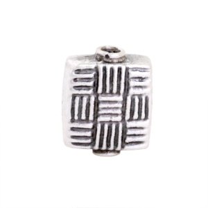Sterling Silver Square Stamped Beads 9.5x8mm - B1358