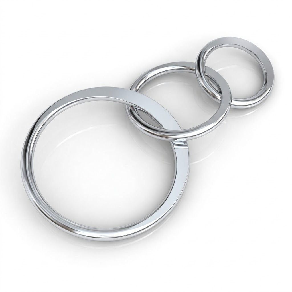 sterling silver half-hammered triple circle links 3CL2713