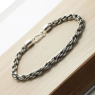 Sterling Silver Twisted Rope Chain Bracelet