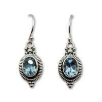 bali sterling silver dangle earrings blue topaz stone