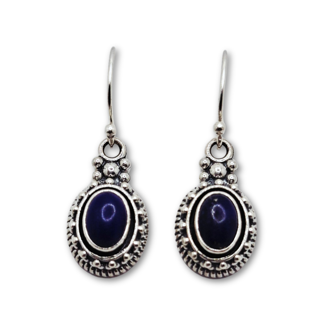 sterling silver earring with lapis lazuli gemstone