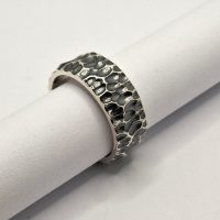 Sterling silver ring band hammered style