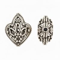 Handcrafted Balinese Brass Heart Motif Spacer Bead - Silver Plated & 24K Gold Options