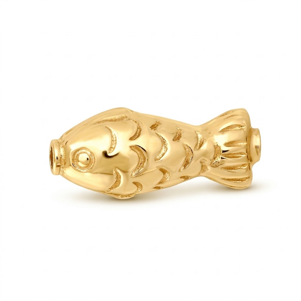 gold plated fish brass beads B1145G