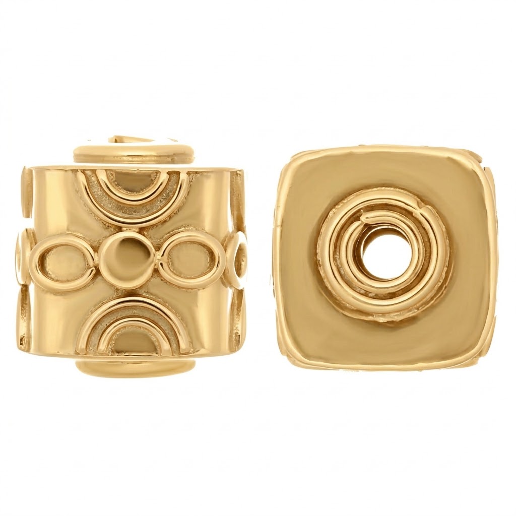 gold plated bali brass cube beads B1553X
