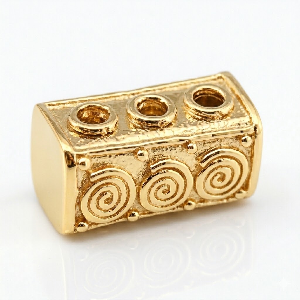 gold plated brass multi hole cube beads B1518G