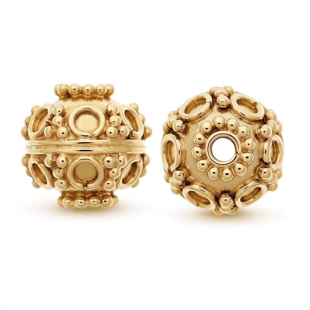 gold plated brass granulation beads B1532G