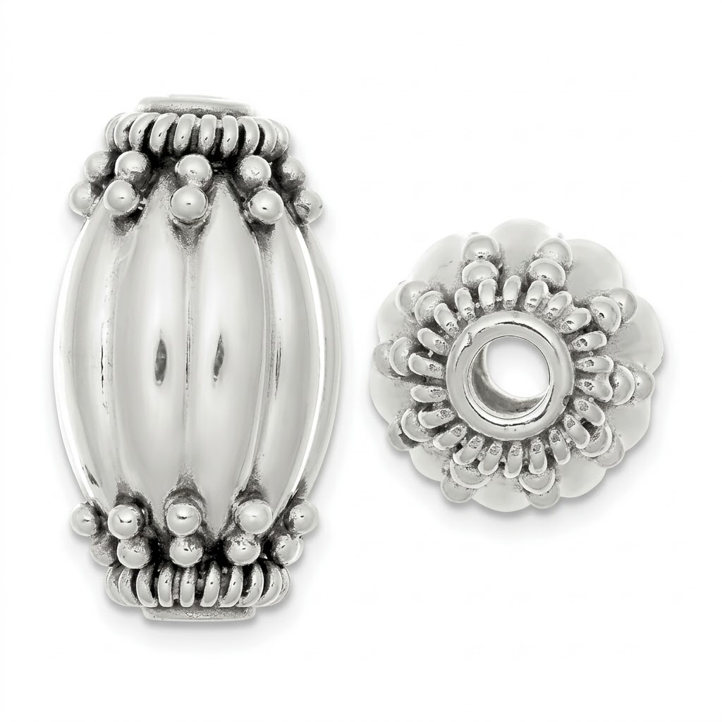 silver plated bali brass beads B1456X