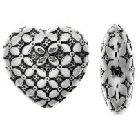 silver plated heart brass beads B1480X