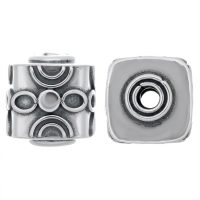 silver plated bali cube brass beads B1553X