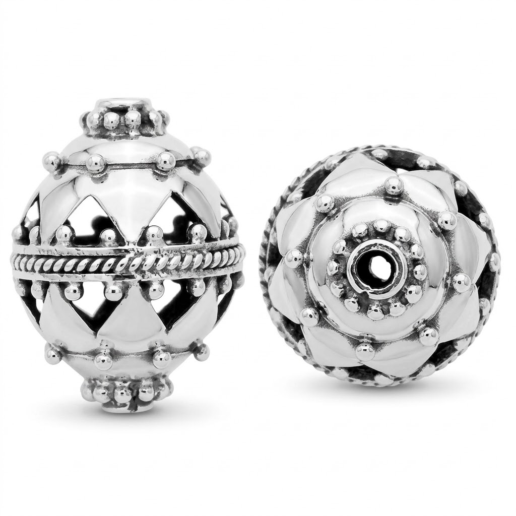 silver plated bali brass beads B1572G