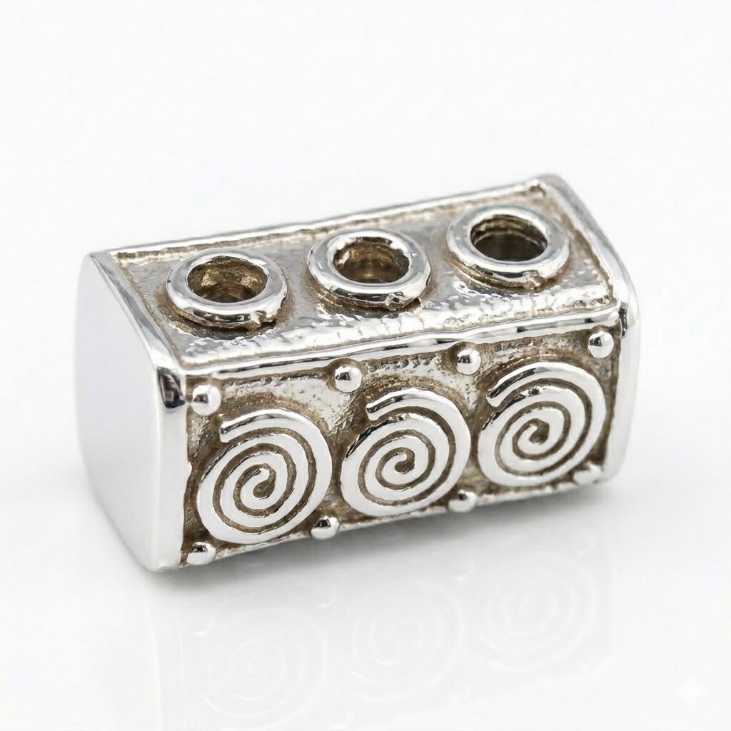 silver plated brass multi hole cube beads B1518X