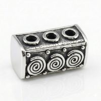 silver plated brass multi hole cube beads B1518X