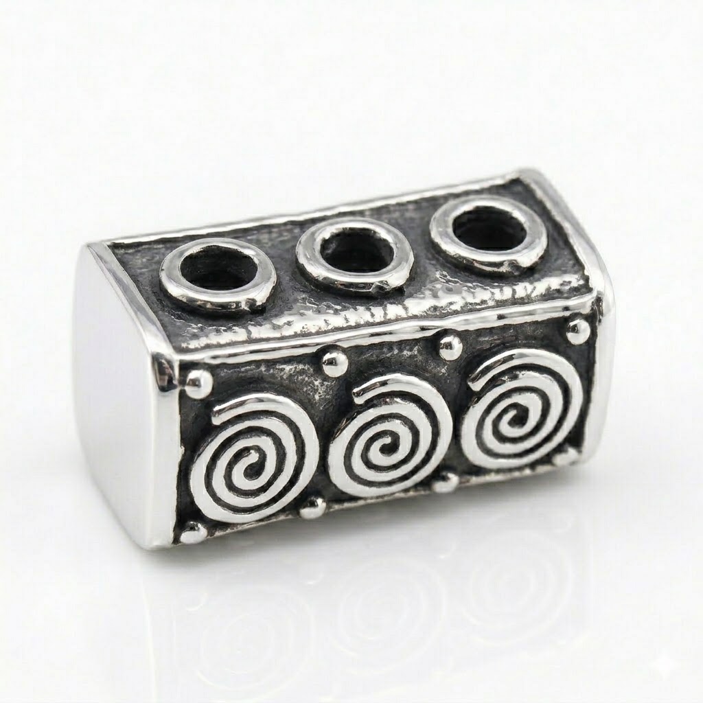 silver plated brass multi hole cube beads B1518X