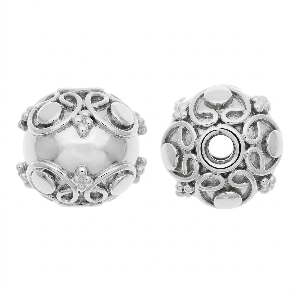 silver plated round brass beads B1510S