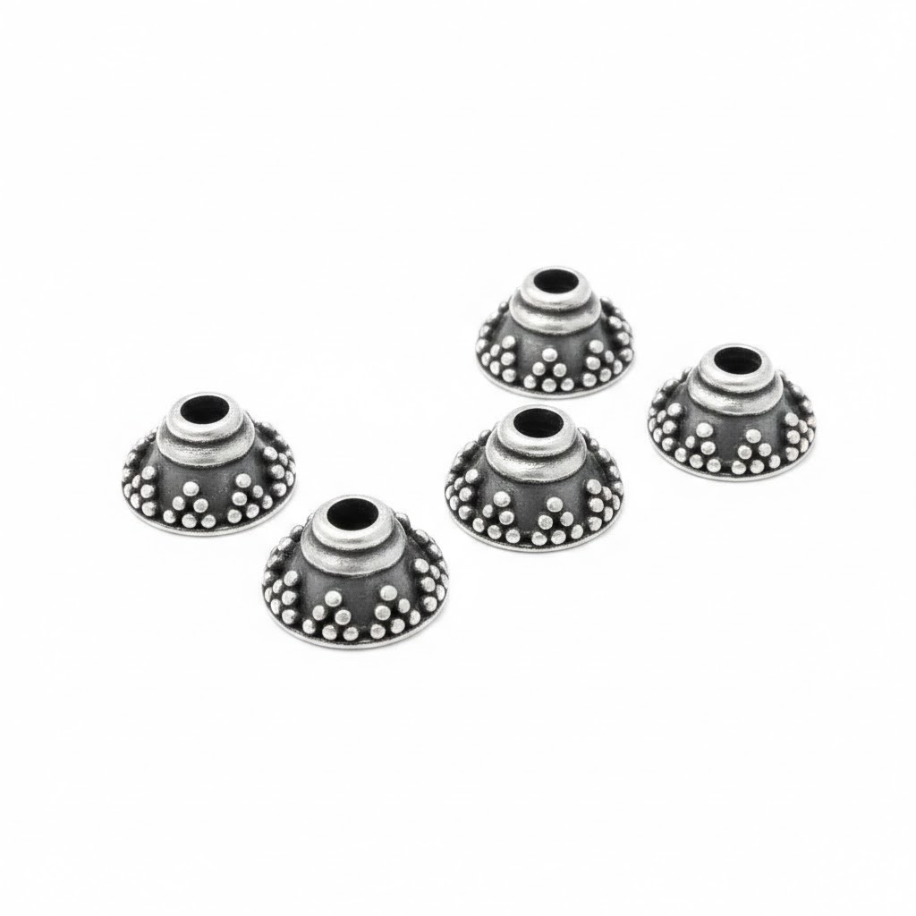 Silver Plated Brass Bead Caps 4x8mm – CAP135