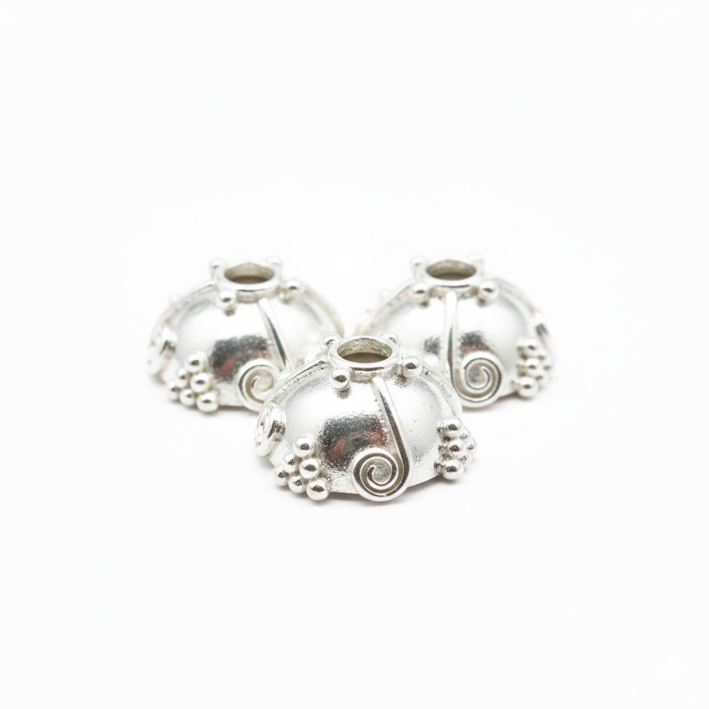 Silver Plated Brass Bead Caps 5x9mm – CAP137