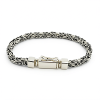 Silver Plated Brass Byzantine Chain Bracelet 5x5mm, 20cm Length – BC2011