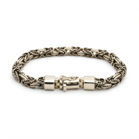 Silver Plated Brass Byzantine Chain Bracelet 6x6mm, 20cm Length – BC2012