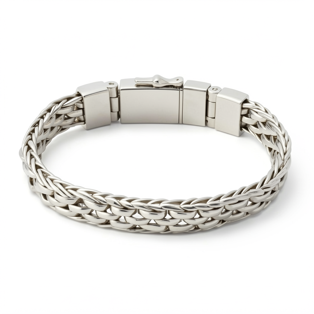 Silver Plated Brass Chain Bracelet 9x4mm Flat, 20cm Length - BC2003