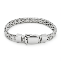 Silver Plated Brass Chain Bracelet 9x4mm Flat, 20cm Length - BC2003