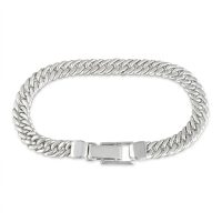 Silver Plated Brass Curb Chain Bracelet 7.5x3mm Flat, 20cm Length – BC2002