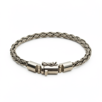 Silver Plated Brass Rope Chain Bracelet 6x7mm, 20cm Length - BC2009
