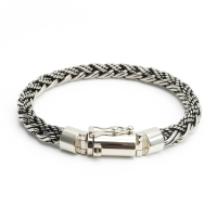 Silver Plated Brass Rope Chain Bracelet 7x8mm, 20cm Length – BC2010