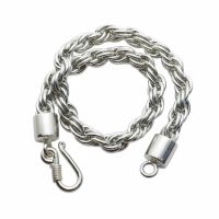 Silver Plated Brass Twisted Rope Chain Bracelet 5mm Round, 20cm Length – BC2006