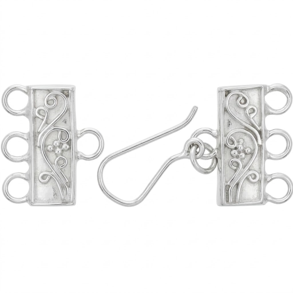 bali brass hook clasp silver plated C3083X