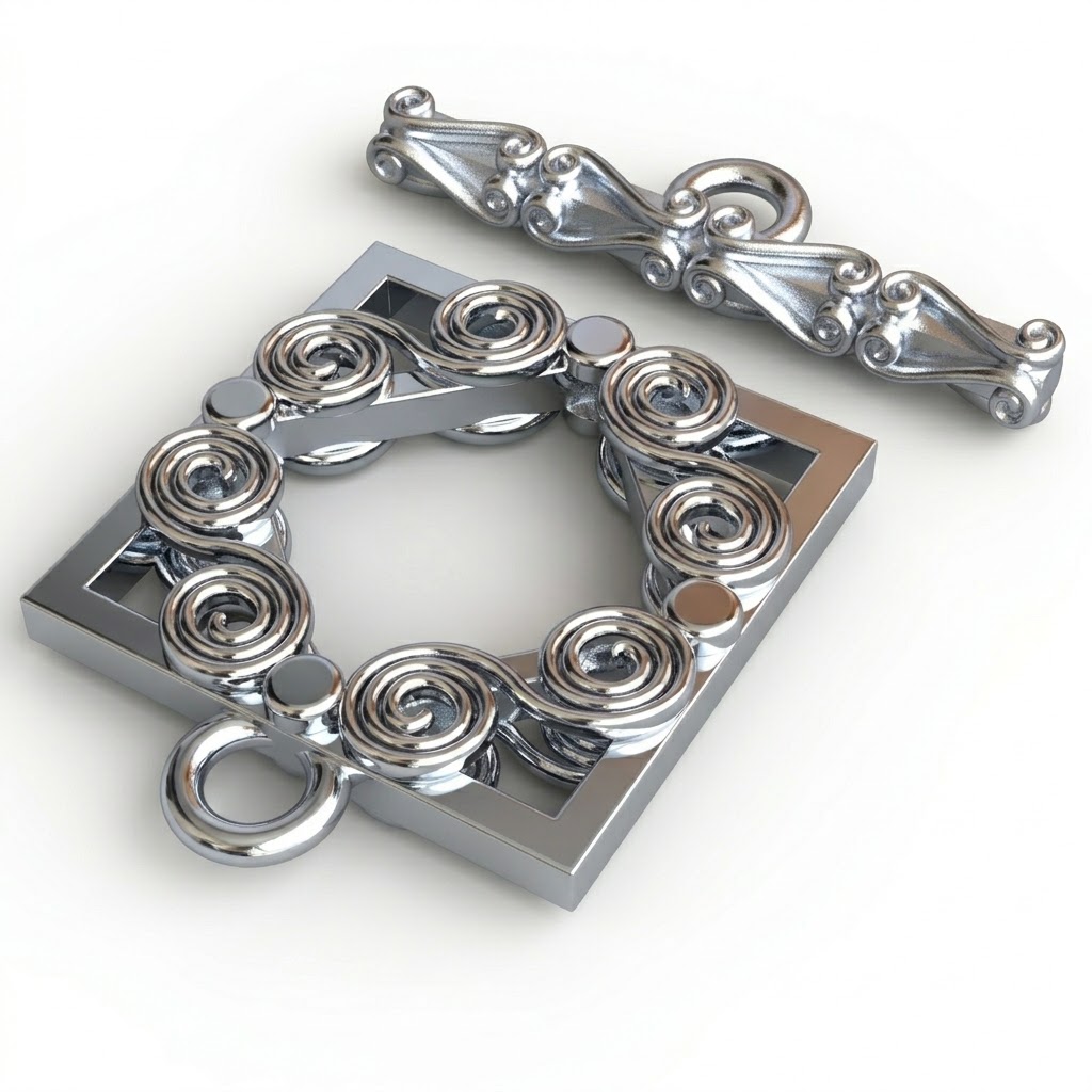 bali brass toggle clasp silver-plated c3093X