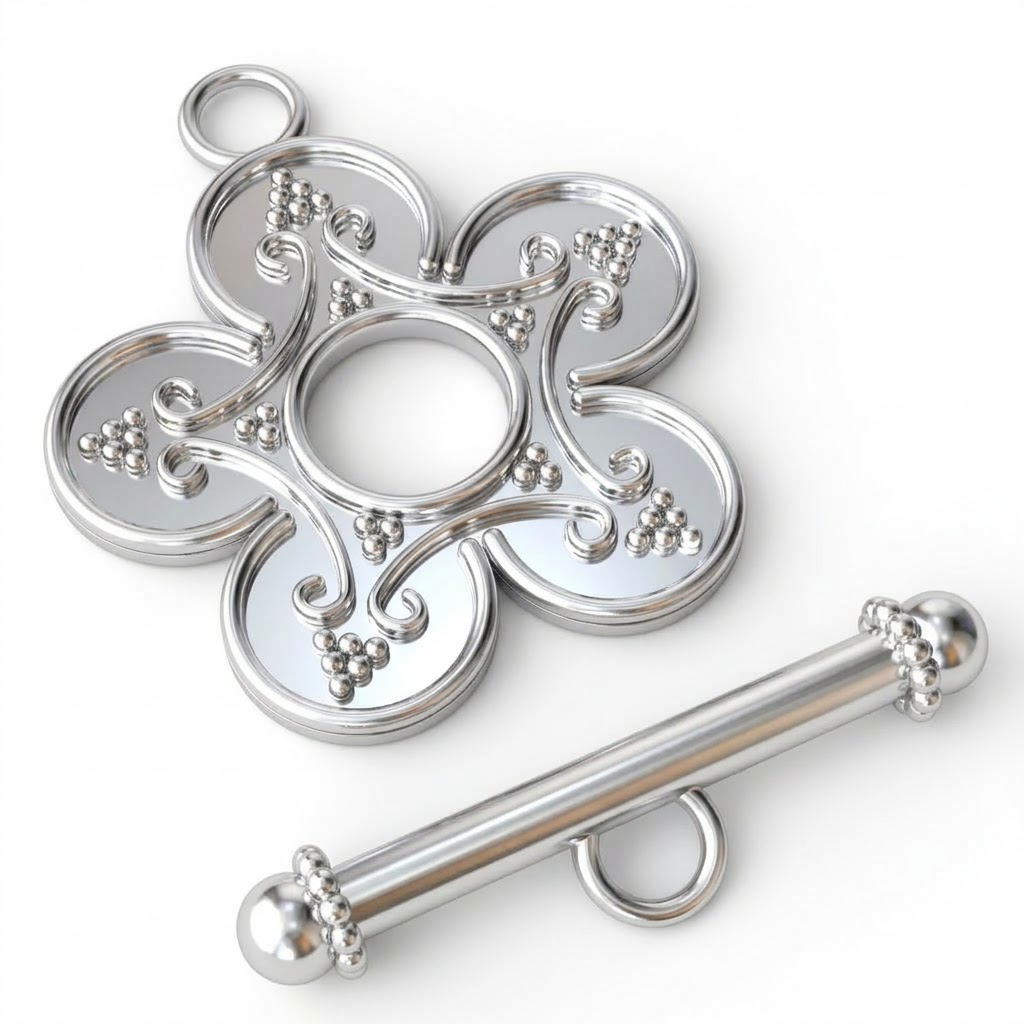 bali brass toggle clasp silver plated C3176s