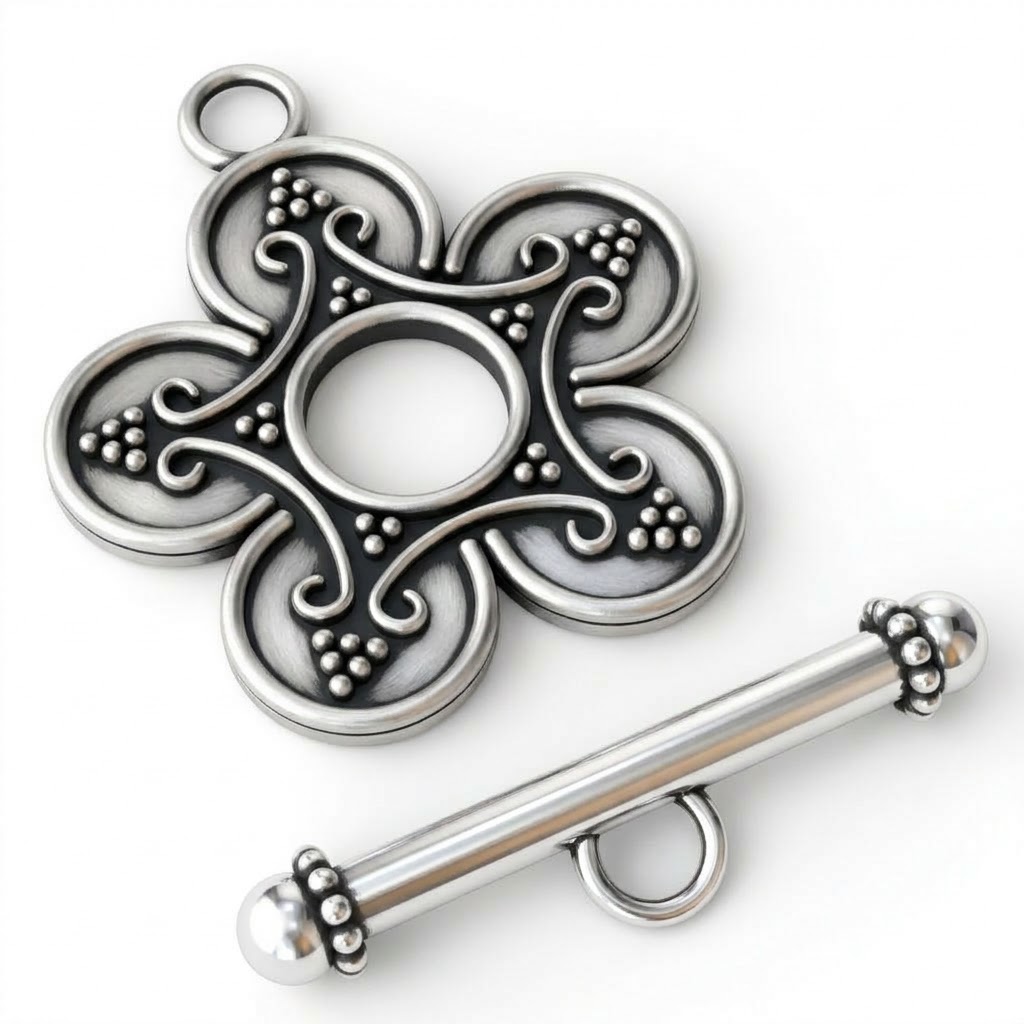 bali brass toggle clasp silver plated C3176s