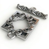 bali brass toggle clasp silver-plated c3093X