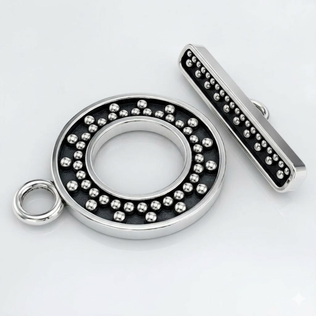 bali brass toggle clasp silver plated c3178S