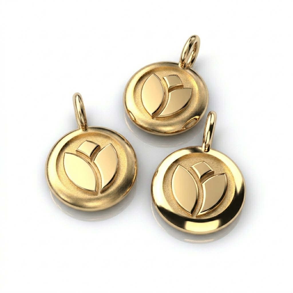Gold Plated Brass Lotus Flower Charm CH034G