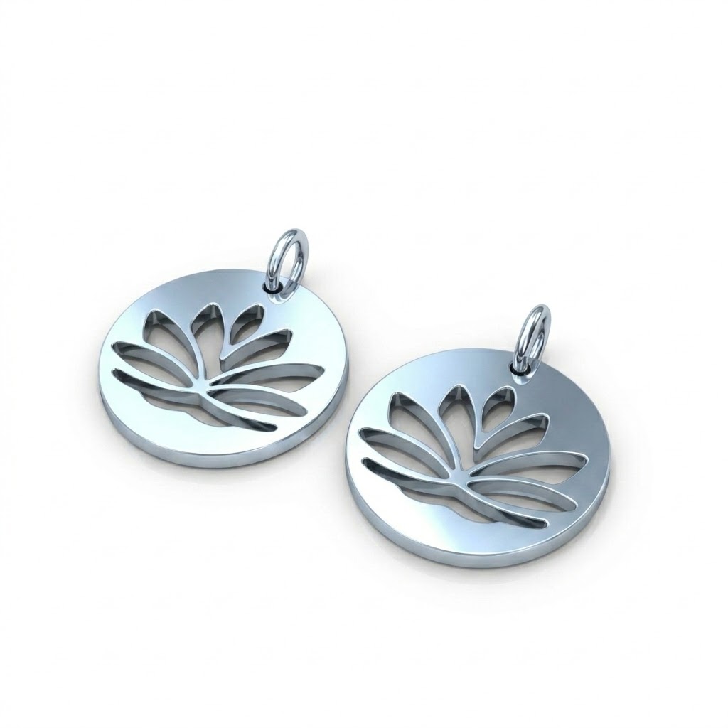 Silver Plated Brass Lotus Flower Charm CH012