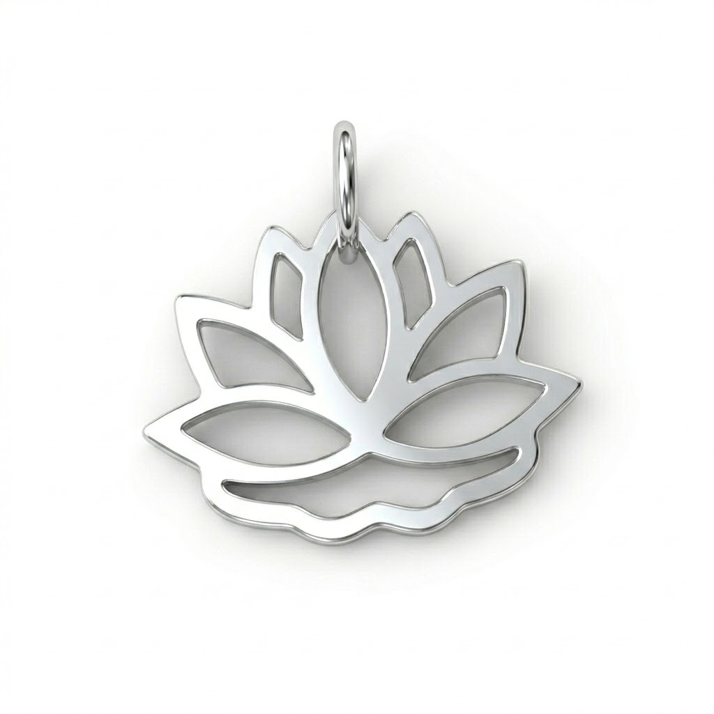 Silver Plated Brass Lotus Flower Charm CH013