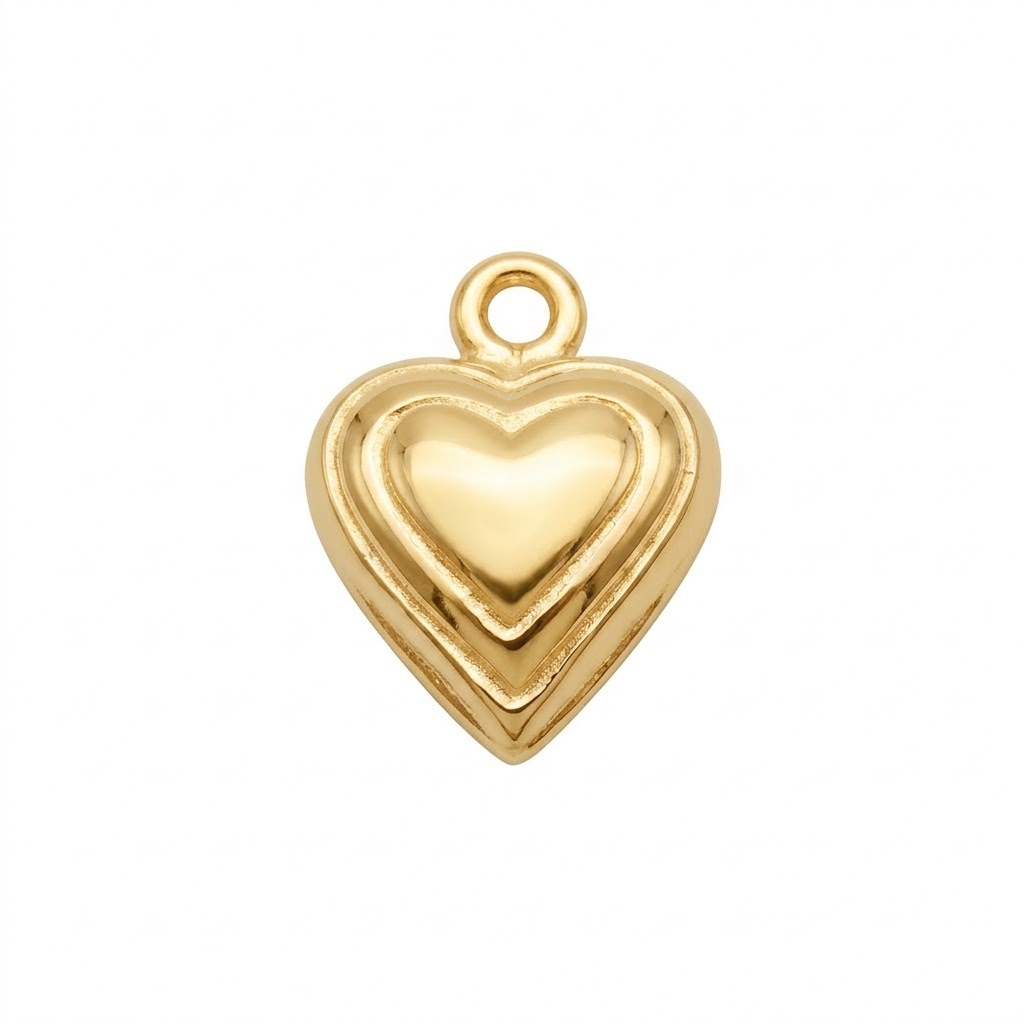 gold plated Bali brass heart charm CH241G