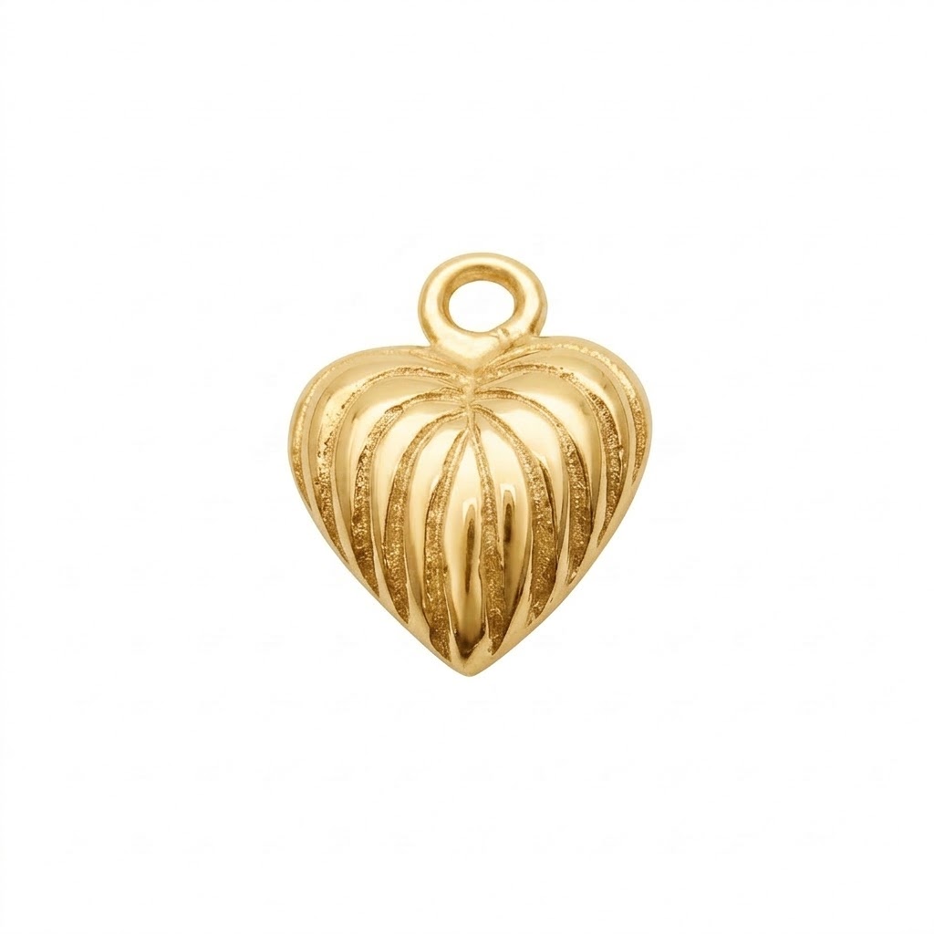 gold plated Bali brass heart charm CH242G