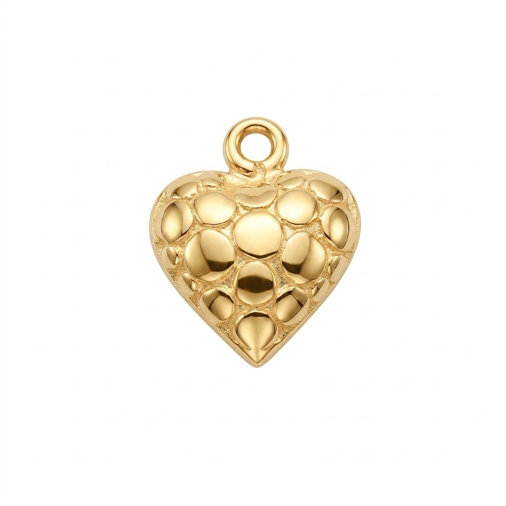 gold plated Bali brass heart charm CH245G