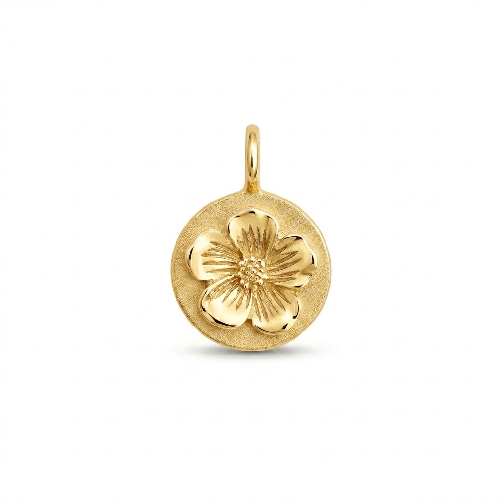 gold plated brass Cherry Blossom flower charm CH190G