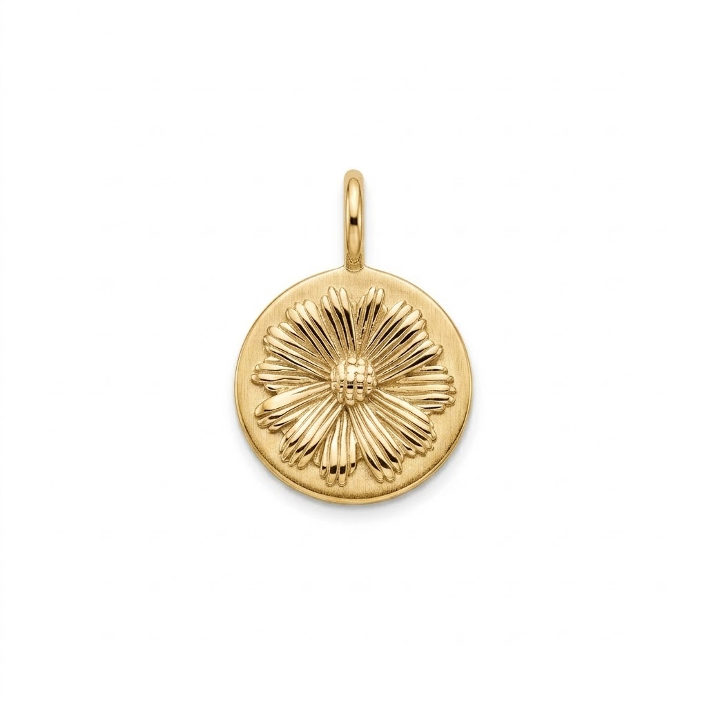 gold plated brass Daisy flower charm CH193
