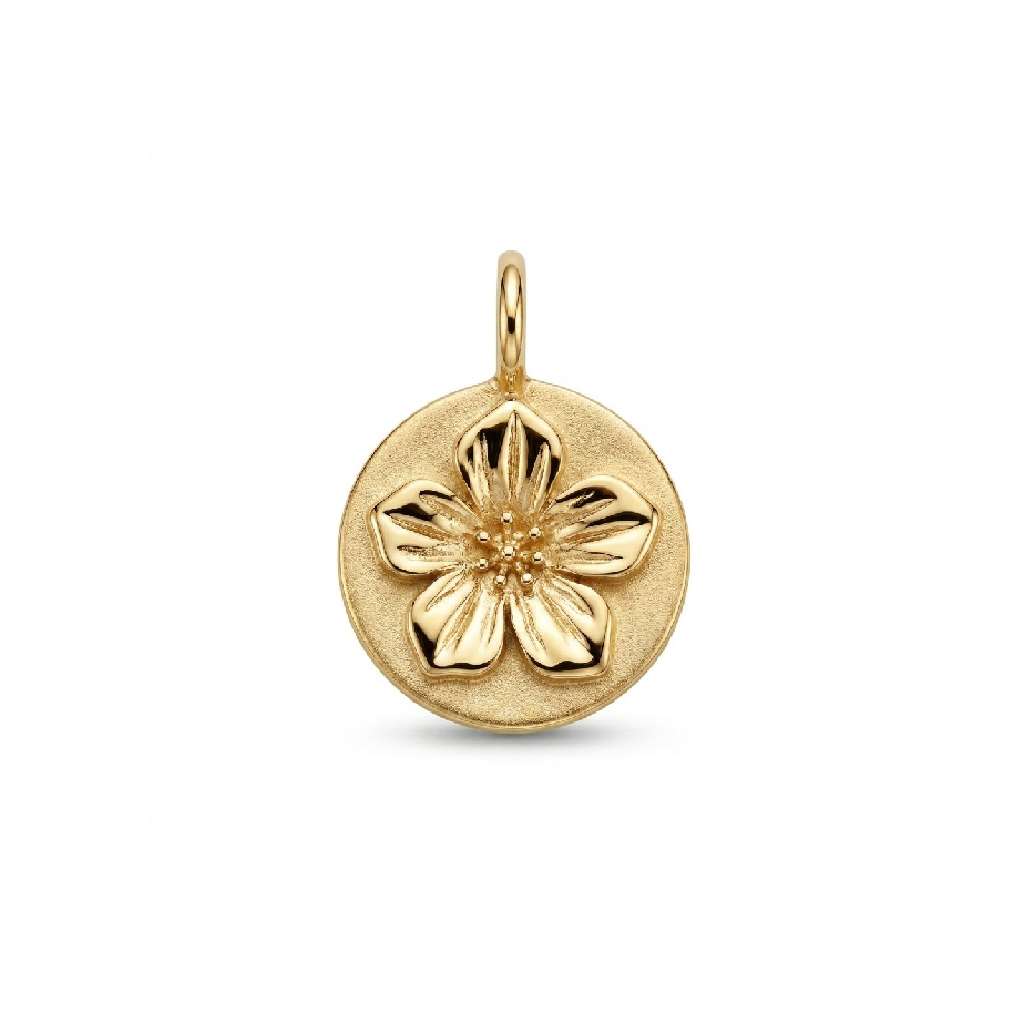 gold plated brass Hibiscus flower charm CH188G
