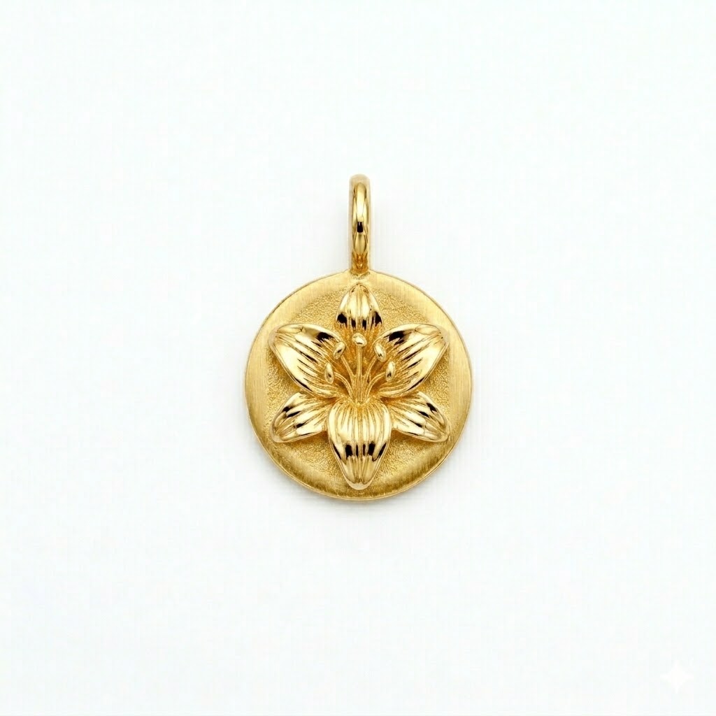 gold plated brass Lily flower charm CH186G