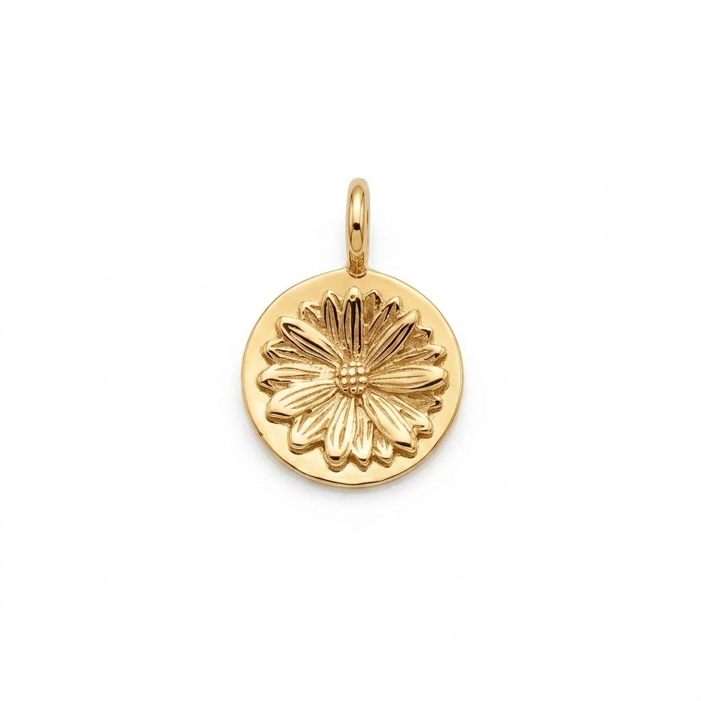 gold plated brass Sun Flower charm CH197G