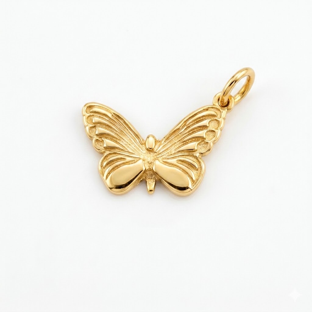 gold plated brass butterfly charm CH082G