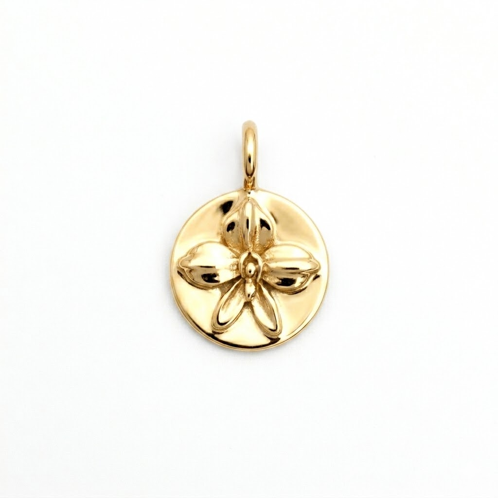 gold plated brass orchid flower charm CH185G